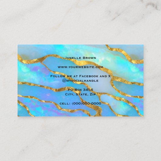 Luxus-Holographic Imitate Opal Stone and Gold Foil Visitenkarte (Rückseite)