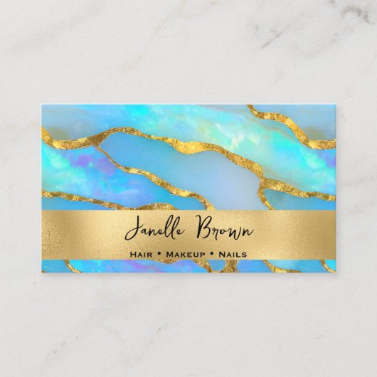 Luxus-Holographic Imitate Opal Stone and Gold Foil Visitenkarte (Vorderseite)