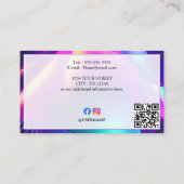 Luxus-Holographic Minimal QR Code & Social Media Visitenkarte (Rückseite)
