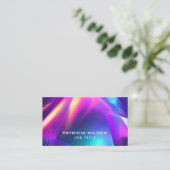 Luxus-Holographic Minimal QR Code & Social Media Visitenkarte (Stehend Vorderseite)