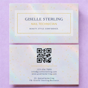 Luxus Holographic Nail Technician Moderne Visitenkarte