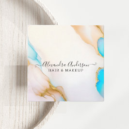 Luxus Holographic Opal Agate Marble Gold Details Quadratische Visitenkarte