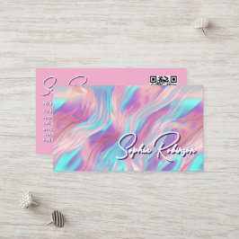 Luxus Holographic Pink & Blue Business Card Rabattkarte