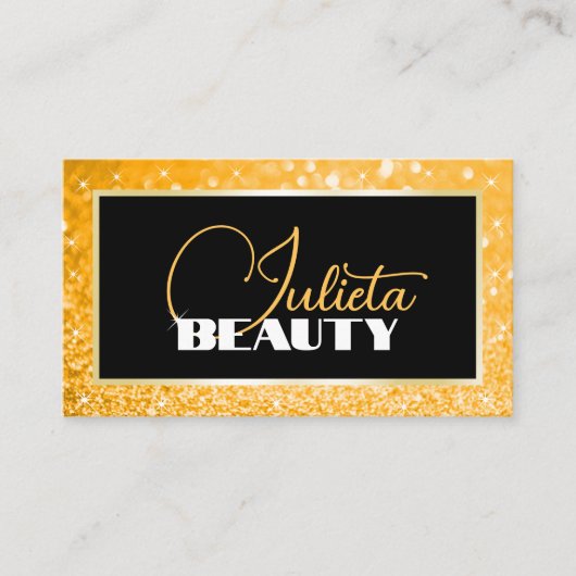 Luxus Honey Gold Sparkle Glitzer Fotovorlage Visitenkarte (Vorderseite)