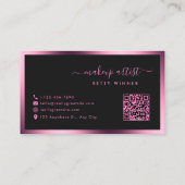 Luxus Hot Pink Foil Rahmen Modernes Script Monogra Visitenkarte (Rückseite)