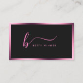 Luxus Hot Pink Foil Rahmen Modernes Script Monogra Visitenkarte (Vorderseite)