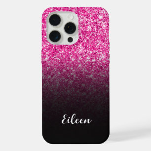 Luxus-Hot-Pink-Glitter-Schwarz-Verlauf iPhone 15 Pro Max Hülle