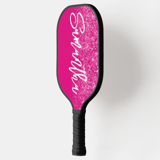 Luxus Hot Pink Glitzer Ombre Personalisiert Pickleball Schläger (Links)