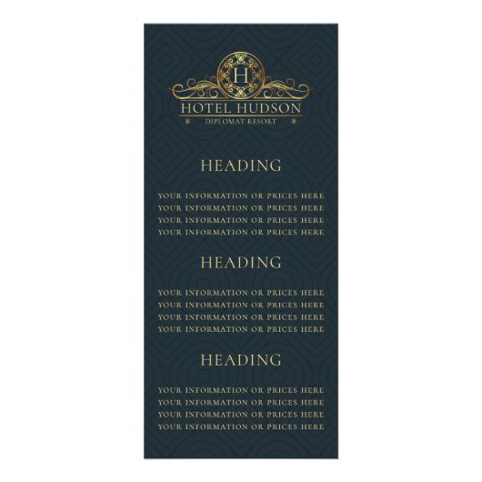 Luxus Hotel Informationen oder Preis Werbekarte (Vorne)