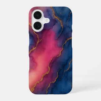 Luxus-Hülle aus rosa-blauem Goldmarmor für das Tel iPhone 16 Hülle