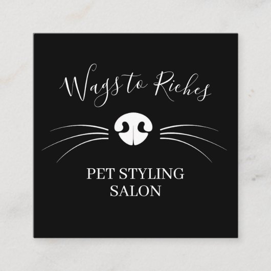 Luxus Hund wachsen Haustier Service Schwarz Quadratische Visitenkarte (Vorderseite)
