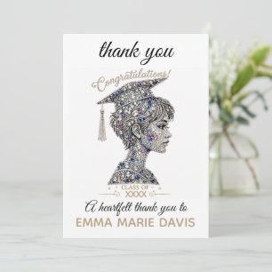 Luxus-imitat-Diamant-Glitter-Abschluss Dankeskarte