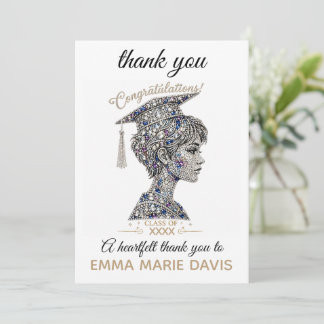 Luxus-imitat-Diamant-Glitter-Abschluss Dankeskarte