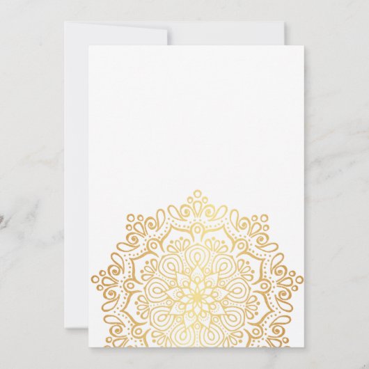 Luxus Imitate Gold Mandala White Bridal Brunch Einladung (Rückseite)