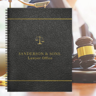 Luxus-Imitate Gold und schwarzes Leder Anwaltsbüro Notizblock