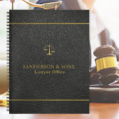 Luxus-Imitate Gold und schwarzes Leder Anwaltsbüro Notizblock