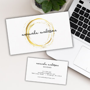 Luxus Imitats Gold Circle White Business Card Visitenkarte