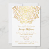 Luxus Imitats Gold Mandala White Baby Dusche Einladung (Vorderseite)