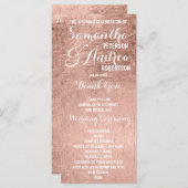 Luxus-Imitats Rose Goldblatt Hochzeitsprogramm Programm (Vorne/Hinten)