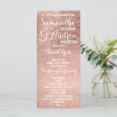 Luxus-Imitats Rose Goldblatt Hochzeitsprogramm Programm (Stehend Vorderseite)