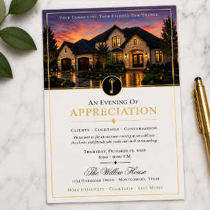 Luxus-Immobilien-Kundenbewertung Weiß Gold Folieneinladung