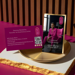 Luxus-Immobilien Schwarz Gold Rosa Foto Monogramm Visitenkarte