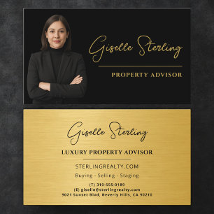Luxus-Immobilienberater Schwarz Gold Metallisch Visitenkarte