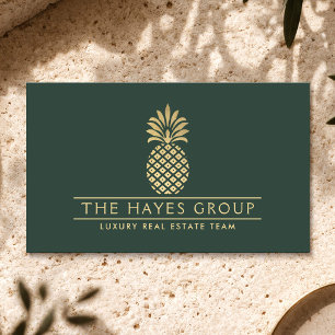 Luxus-Immobiliengruppe Goldene Ananas Tiefgrün Visitenkarte
