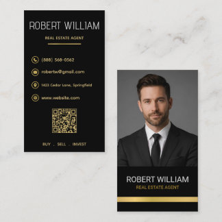 Luxus-Immobilienmakler Black Gold QR-Foto Visitenkarte