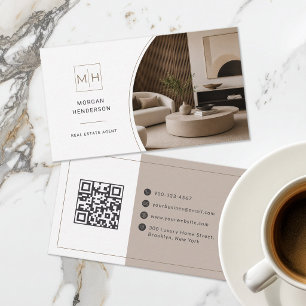 Luxus-Immobilienmakler-Eigenschafts-Foto-QR-Code Visitenkarte