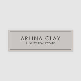 Luxus-Immobilienmakler-Name-Tag Modern Greige Namensschild