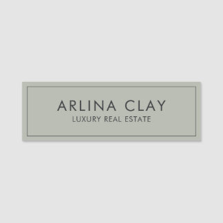 Luxus-Immobilienmakler-Name Tag Modern Sage Dust Namensschild