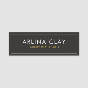 Luxus-Immobilienmakler-Name Tag Modern Schwarz Namensschild