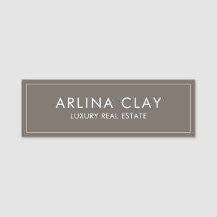 Luxus-Immobilienmakler-Name Tag Modernes Taupe Namensschild