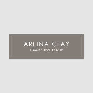 Luxus-Immobilienmakler-Name Tag Modernes Taupe Namensschild