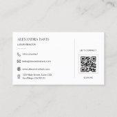 Luxus-Immobilienmakler QR-Code Minimal Visitenkarte (Rückseite)