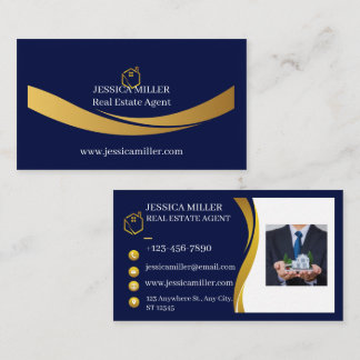Luxus-Immobilienmakler Unternehmensfoto Blau Gold Visitenkarte