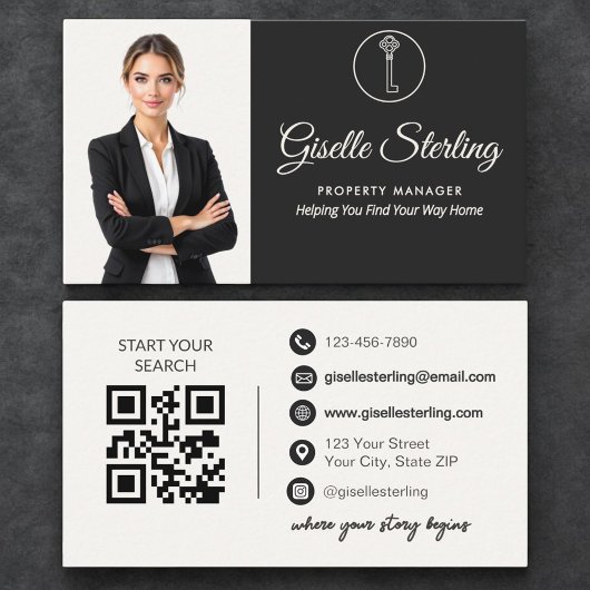 Luxus-Immobilienmanager Neutrales Foto QR-Code Visitenkarte