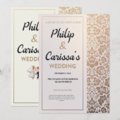 Luxus in goldenen Blüten Weeding Einladung (Vorne/Hinten)