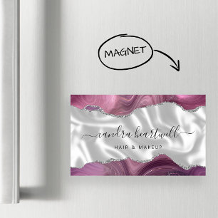 Luxus in Malven-Achat-Silber-Glitter Magnetische Visitenkarte