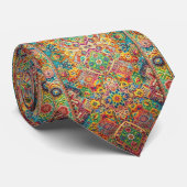 Luxus-Indisch-Designer-Teppich | Faux-Silk-Schlips Krawatte (Gerollt)