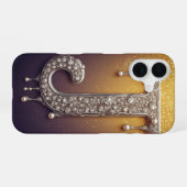 Luxus-Initiale J Monogramm in Diamant, Perlen Gold iPhone 16 Hülle (Rückseite (Horizontal))