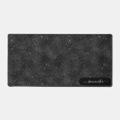 Luxus Iridescent Schwarz Muster weiße Glitzern Schreibtischunterlage (Vorderseite)