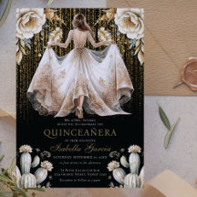 Luxus Ivory Black Gold Quinceñera