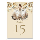 Luxus Ivory & Gold Quinceñera Tischnummer (Vorderseite)
