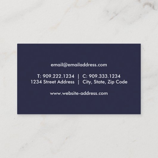 Luxus Jet Business Card - Navy & Gold Visitenkarte (Rückseite)