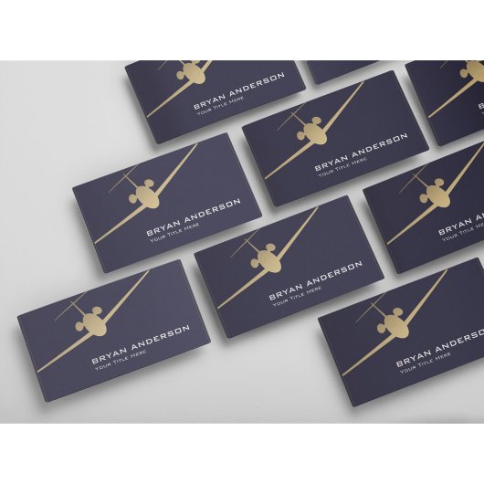 Luxus Jet Business Card - Navy & Gold Visitenkarte