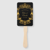 Luxus Jugendstil Schwarz und Gold Royal Wedding Fächer (Vorderseite)