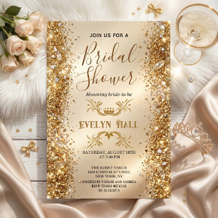 Luxus-Junggesellinnenabschied mit Gold-Glitter Einladung