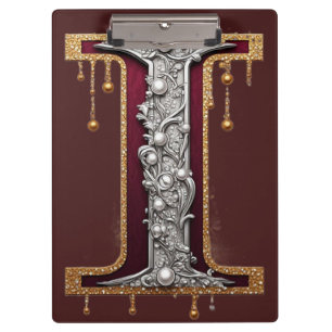 Luxus-Juwel-Buchstabe I-Monogramm mit Glitter Klemmbrett